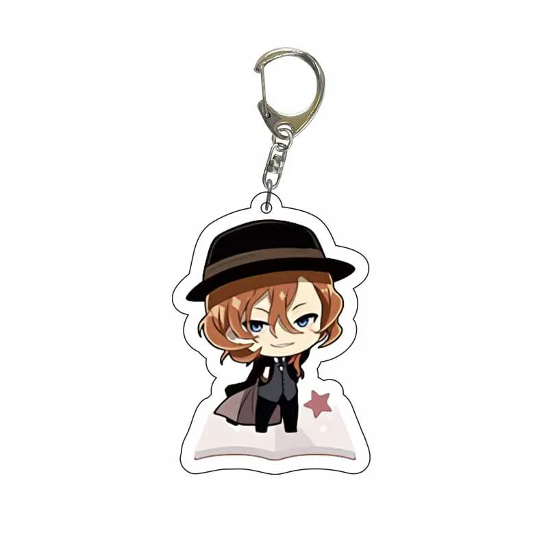 New Dogs Keychain Atsushi Nakajima Dazai Double Sided Transparent Acrylic Pendant Figure Key Holder Jewelry For Fans Accessories