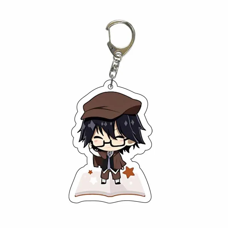 New Dogs Keychain Atsushi Nakajima Dazai Double Sided Transparent Acrylic Pendant Figure Key Holder Jewelry For Fans Accessories