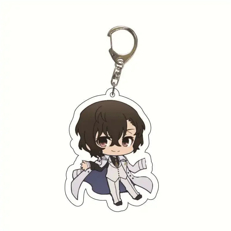 New Dogs Keychain Atsushi Nakajima Dazai Double Sided Transparent Acrylic Pendant Figure Key Holder Jewelry For Fans Accessories