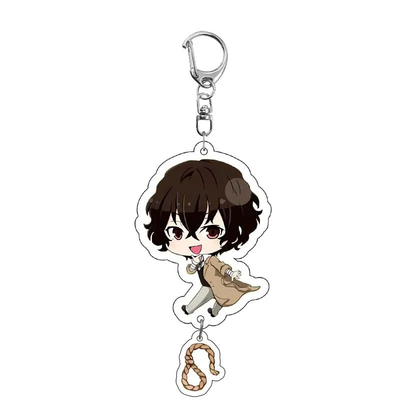New Dogs Keychain Atsushi Nakajima Dazai Double Sided Transparent Acrylic Pendant Figure Key Holder Jewelry For Fans Accessories
