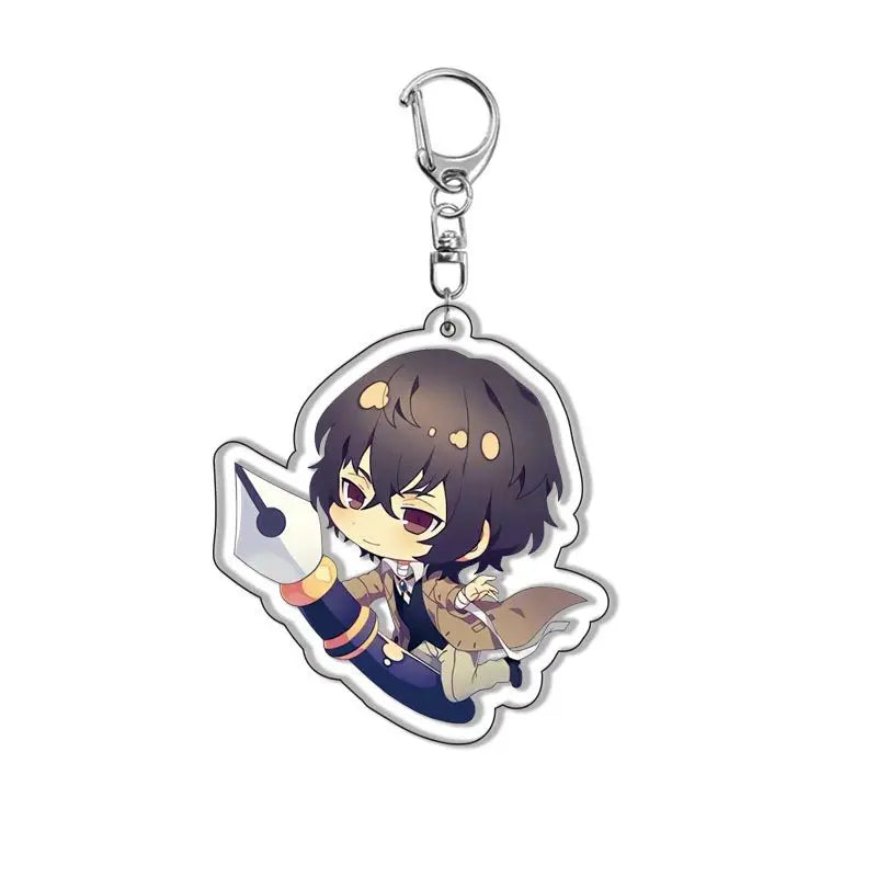 New Dogs Keychain Atsushi Nakajima Dazai Double Sided Transparent Acrylic Pendant Figure Key Holder Jewelry For Fans Accessories