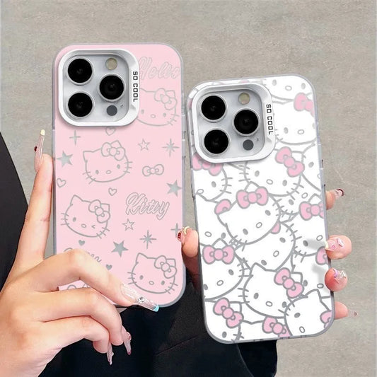 Hello Kitty Full Screen Kawaii Phone Case For iPhone 16 15 14 13 Pro Max 11 12 13 Pro XR XS MAX Pink Girl Y2K Cute Cartoon Cover