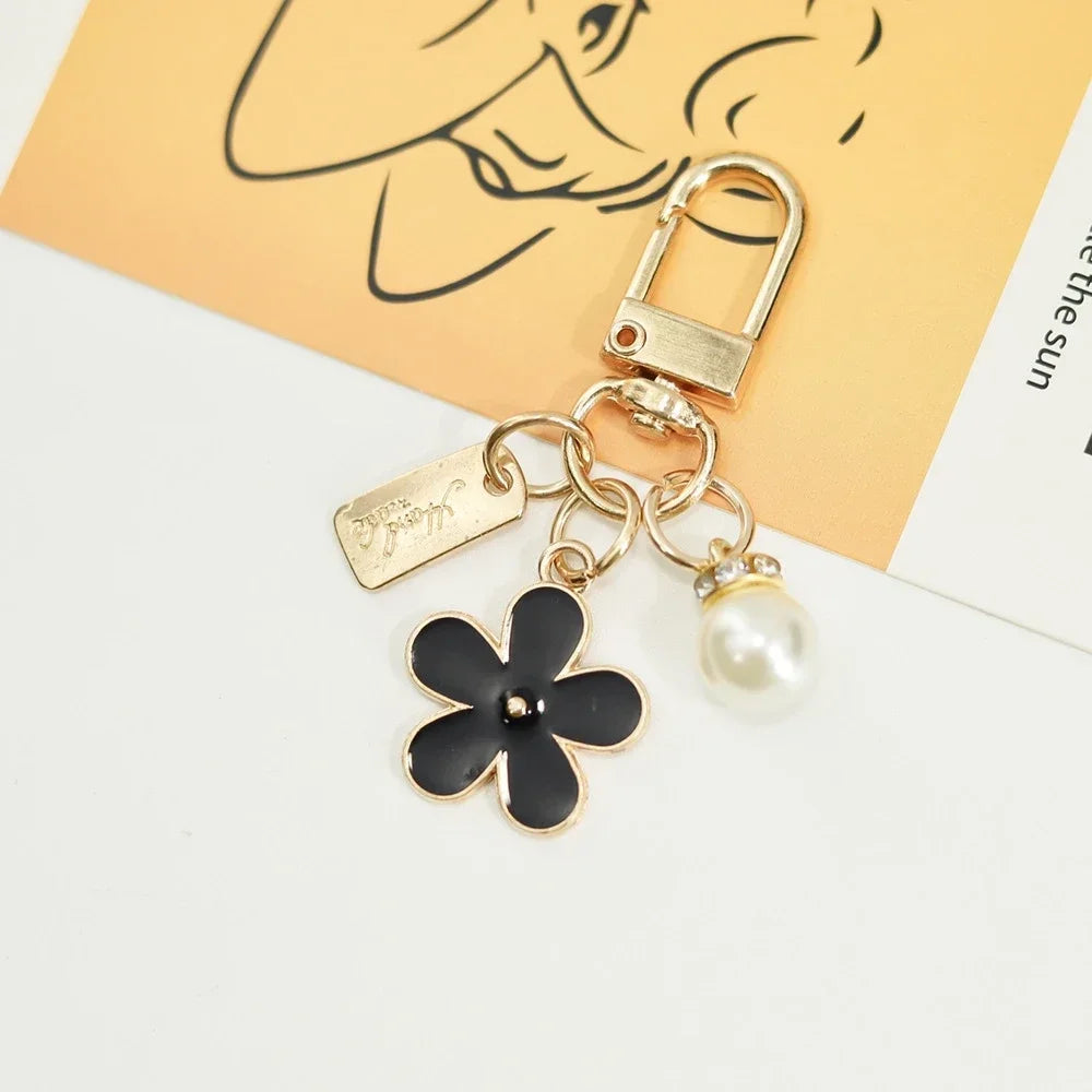 Cute Cherry Blossom Keychain Enamel Flower Pendant Key Chain Couple Car Key Holder Accessories For Women Girls Handbag Jewelry
