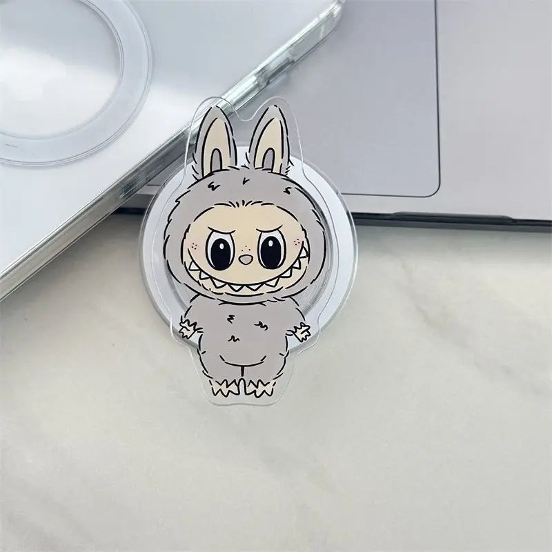Korean La Cute BuBu Cartoon Magnetic Phone Grip Tok Griptok Phone Holder Girl for IPhone 16 15 13 Samsung Universal Stand Holder