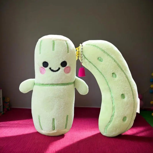 1 Piece Stuffed Fruit Sugarcane Bitter Gourd Creative Keychain Cute Emotion Plush Toy Backpack Pendant For Boys Girls Gifts