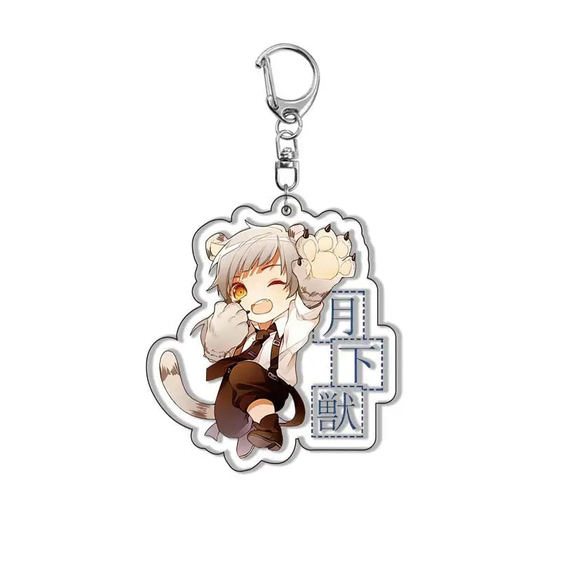 New Dogs Keychain Atsushi Nakajima Dazai Double Sided Transparent Acrylic Pendant Figure Key Holder Jewelry For Fans Accessories