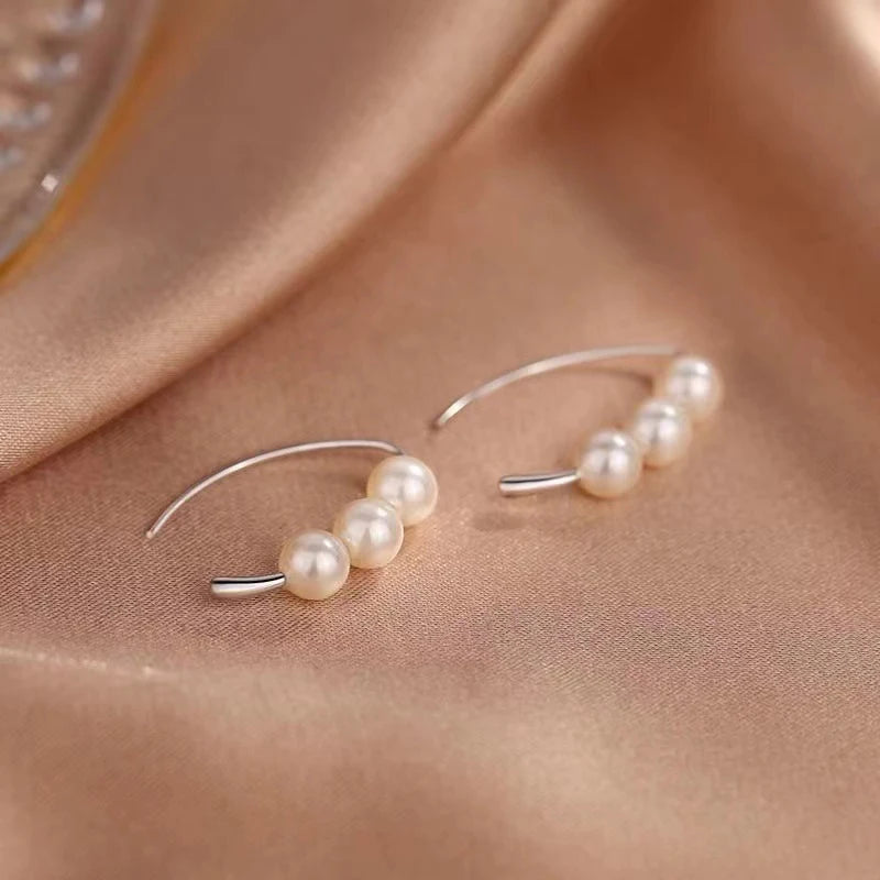 1Pair New Fashion White Pearl Stud Earrings Light Luxury Round Wedding Earrings For Woman Gifts Sweet Earring Girl Jewelry
