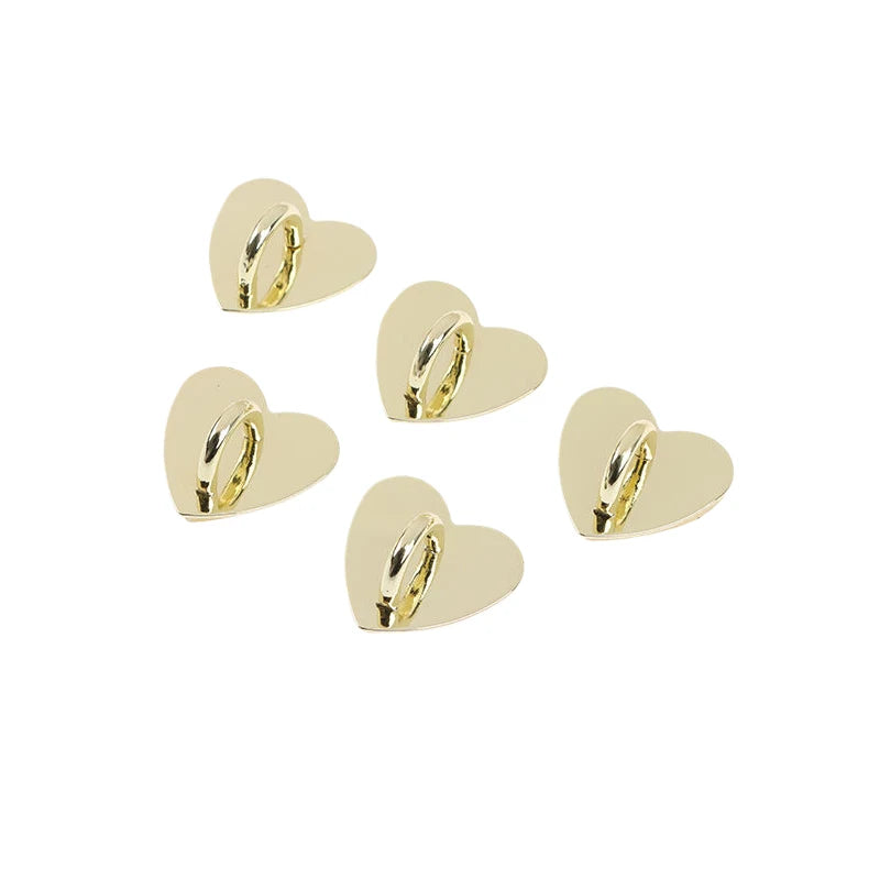 5Pcs Metal Heart Shaped Phone Charm Holder Love Heart Phone Finger Ring / Self Adhesive Mobile Phone Back Stand Hooks