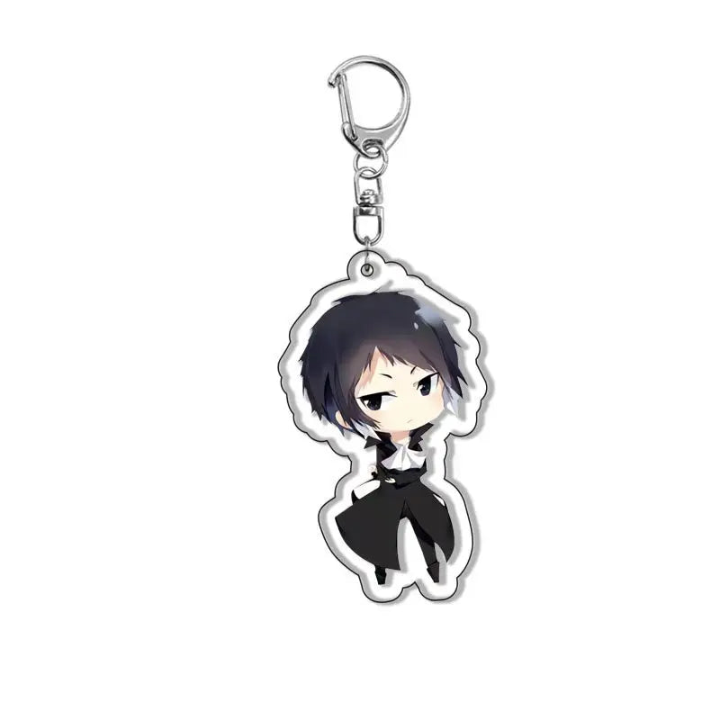 New Dogs Keychain Atsushi Nakajima Dazai Double Sided Transparent Acrylic Pendant Figure Key Holder Jewelry For Fans Accessories