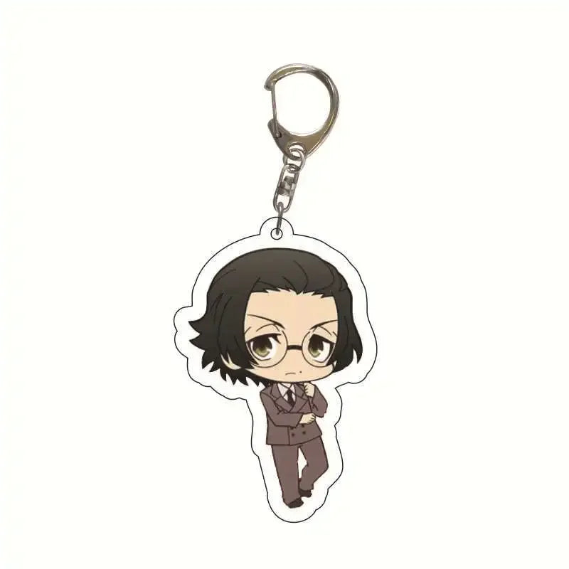 New Dogs Keychain Atsushi Nakajima Dazai Double Sided Transparent Acrylic Pendant Figure Key Holder Jewelry For Fans Accessories