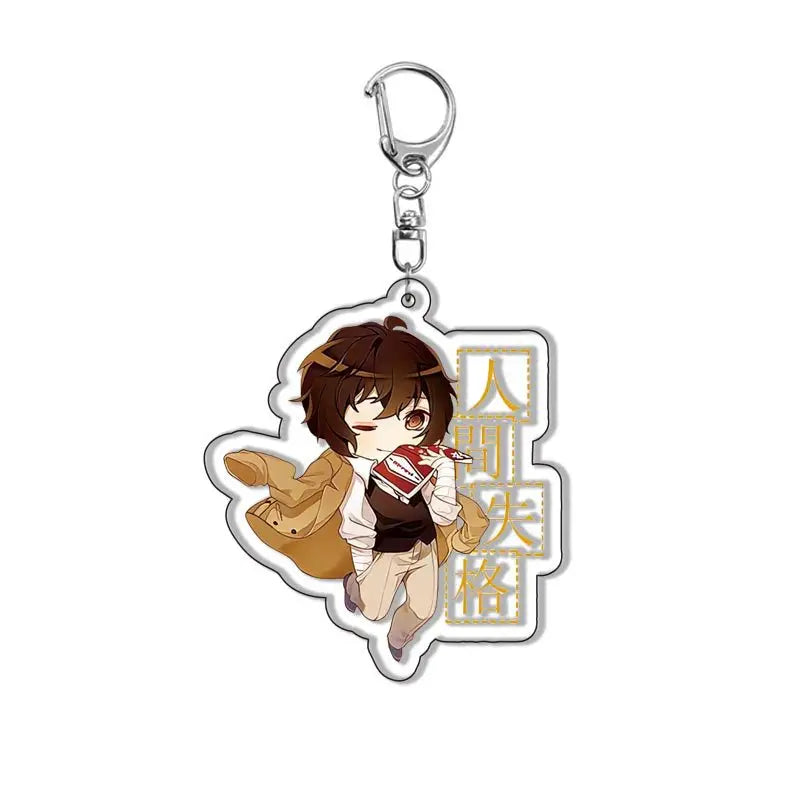 New Dogs Keychain Atsushi Nakajima Dazai Double Sided Transparent Acrylic Pendant Figure Key Holder Jewelry For Fans Accessories