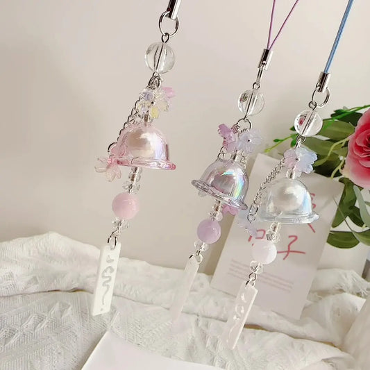 Phone Charm Strap Jellyfish Wind Chime Lily Flower Pendant Keychain Cute Key Phone Lanyard Women Girl Bag Ornament