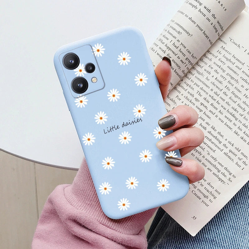 For Realme 9 4G Case 9 Pro Plus Cover Cute Heart Flower Back Cover Soft Silicone Protective Funda For OPPO Realme 9 Pro+ Shell