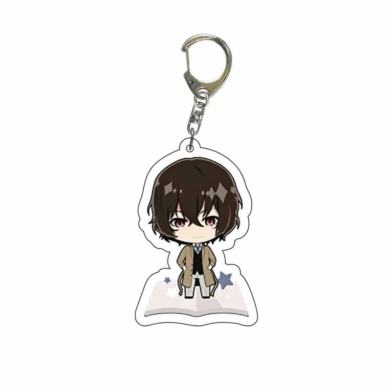 New Dogs Keychain Atsushi Nakajima Dazai Double Sided Transparent Acrylic Pendant Figure Key Holder Jewelry For Fans Accessories