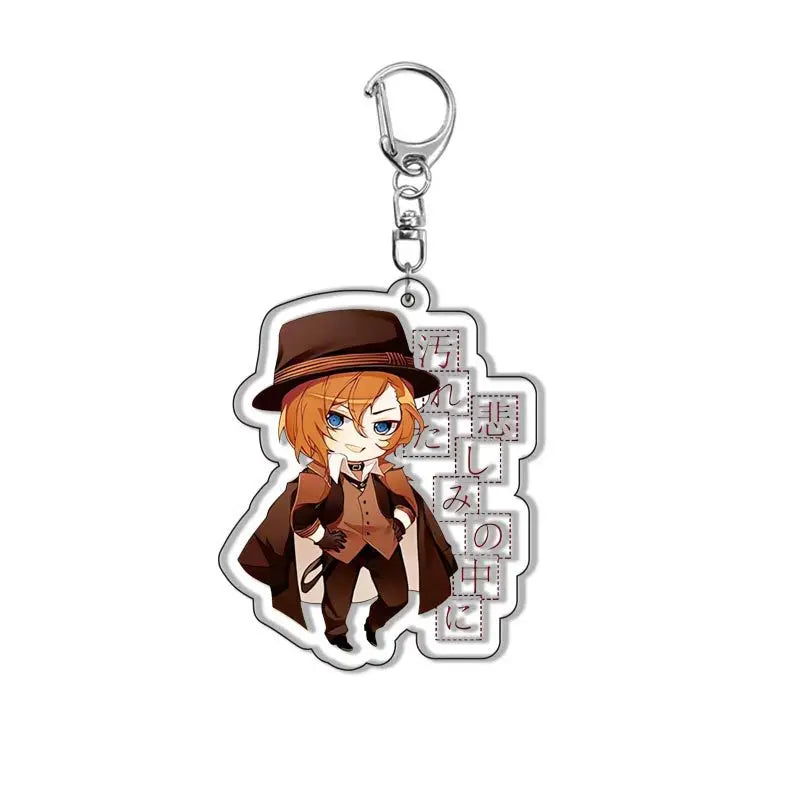 New Dogs Keychain Atsushi Nakajima Dazai Double Sided Transparent Acrylic Pendant Figure Key Holder Jewelry For Fans Accessories