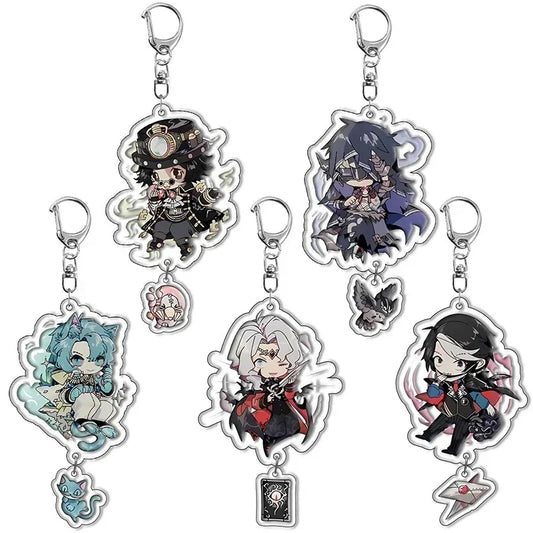 Game Identity V Keychains Cartoon Figure Eli Clark Joseph Desaulniers Orpheus Pendant Car Key Ring Bag Accessories Jewelry Gift