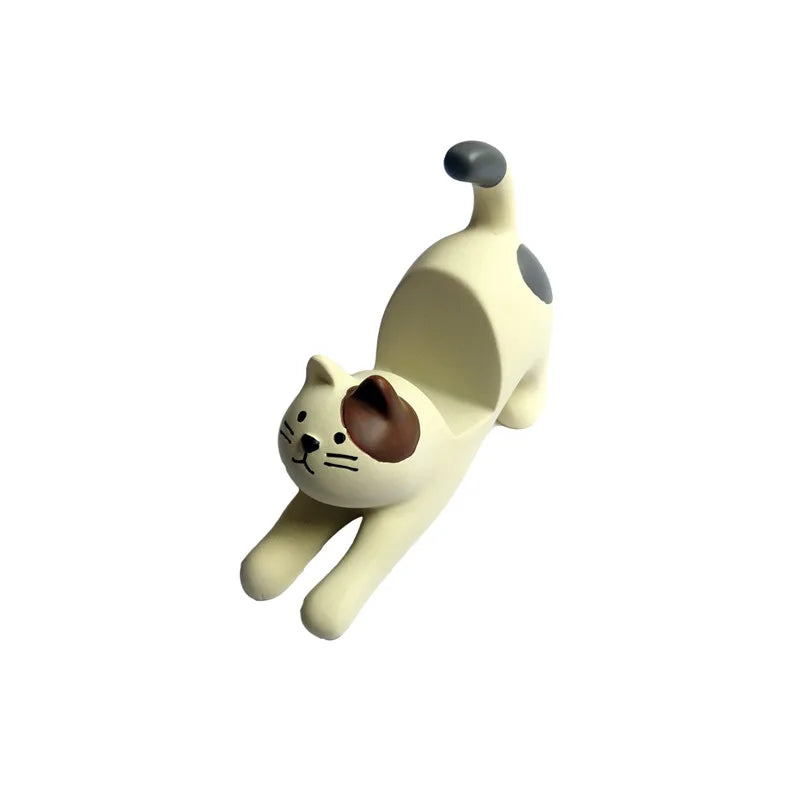 Kitten Mobile Phone Tablet Desktop Storage Stand, Stable Small Decoration, Resin Material, Mobile Phone Mount Stand, 1Pcs