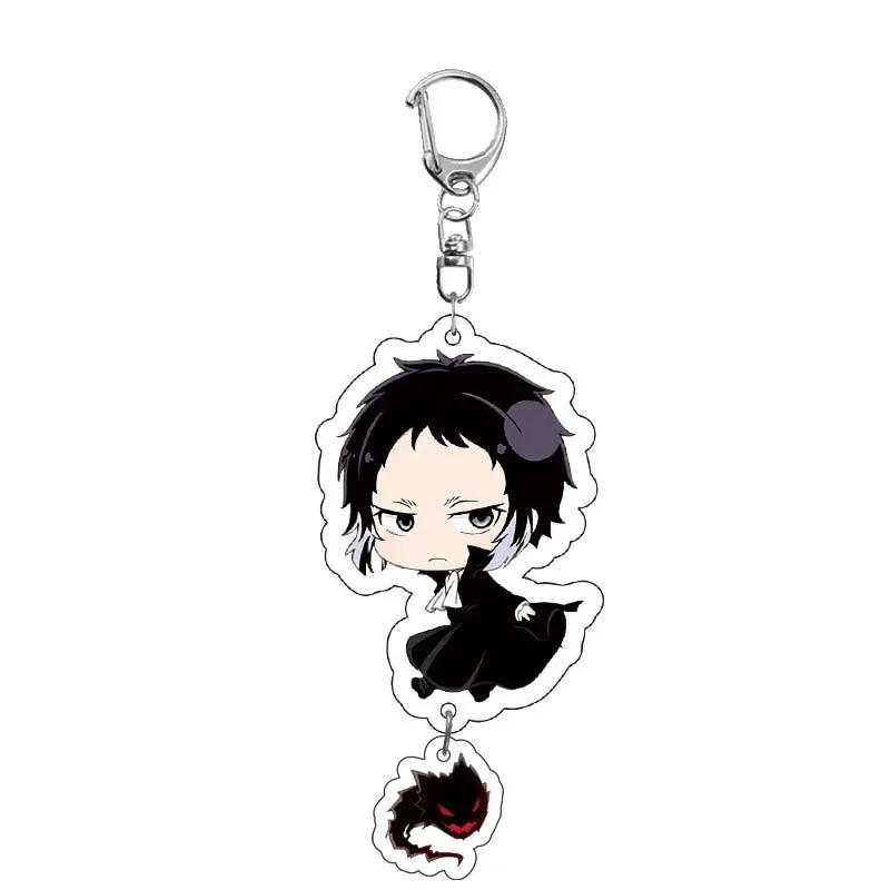 New Dogs Keychain Atsushi Nakajima Dazai Double Sided Transparent Acrylic Pendant Figure Key Holder Jewelry For Fans Accessories