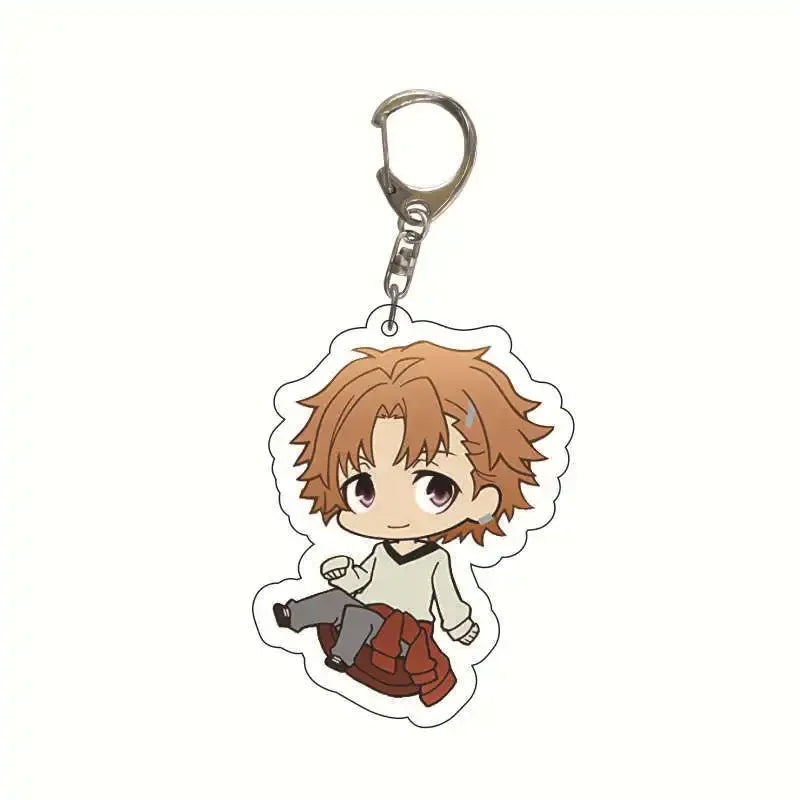 New Dogs Keychain Atsushi Nakajima Dazai Double Sided Transparent Acrylic Pendant Figure Key Holder Jewelry For Fans Accessories