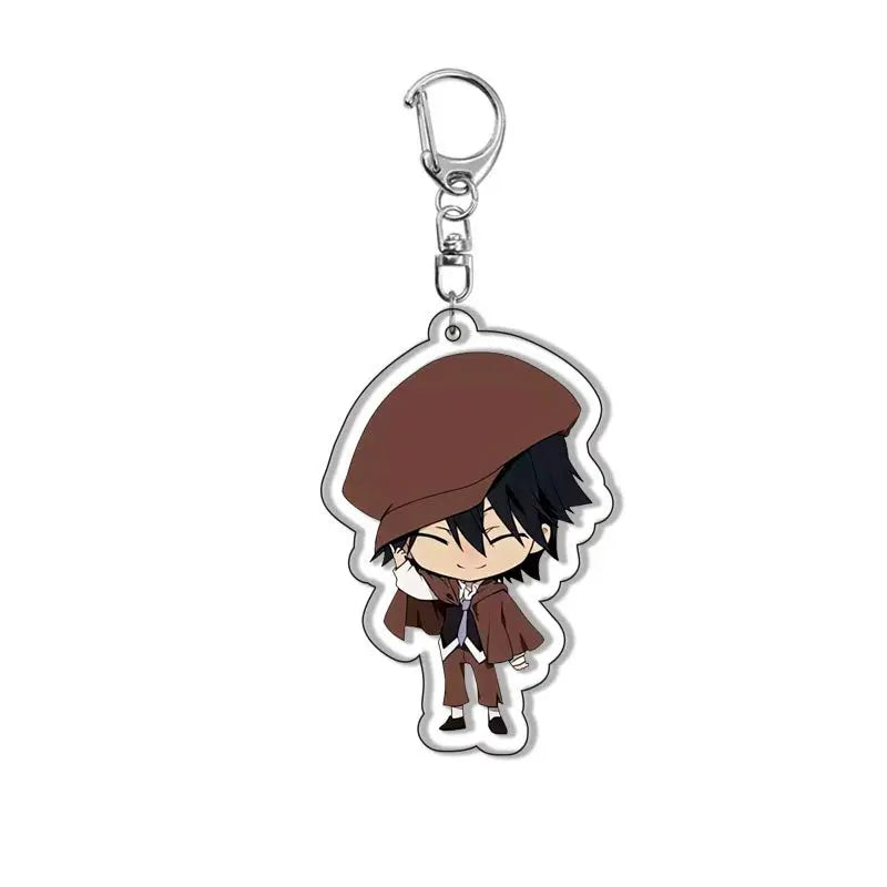 New Dogs Keychain Atsushi Nakajima Dazai Double Sided Transparent Acrylic Pendant Figure Key Holder Jewelry For Fans Accessories