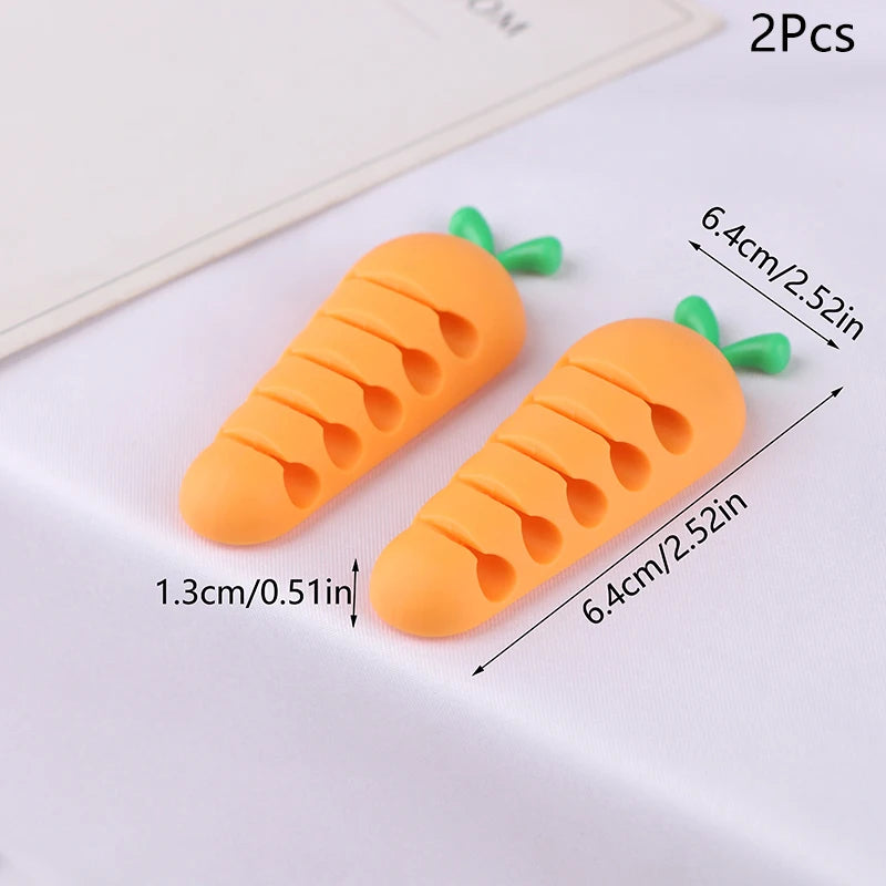 Mini Cable Organizer 2pcs/4pcs Cute Pineapple Heart-Shaped Silicone USB Cable Management Clips Desktop Wire Manager Cord Holder