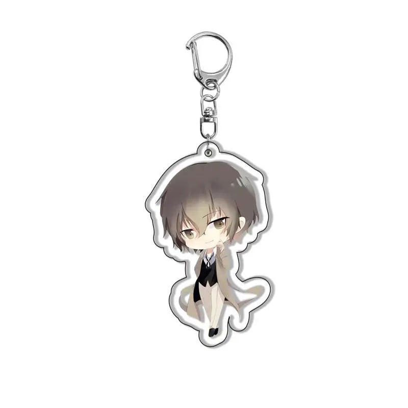 New Dogs Keychain Atsushi Nakajima Dazai Double Sided Transparent Acrylic Pendant Figure Key Holder Jewelry For Fans Accessories