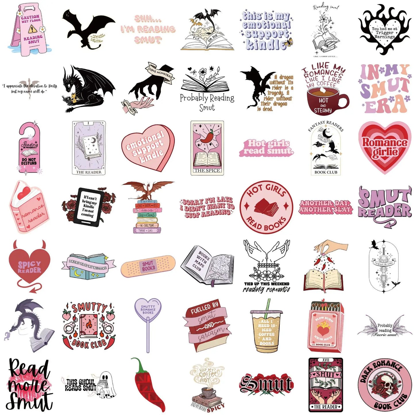 10/30/52PCS Bookish Smut Reading Book Stickers for Students School Season Gift DIY Stationery Luggage Laptop Graffiti Sticker