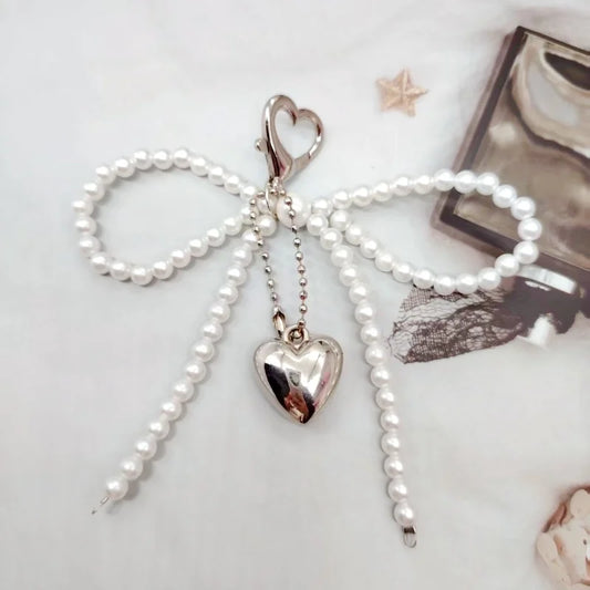 INS Wind Sweet Pearl Bow Bag Pendant Love Pendant Phone Pendant Girl Heart Phone Chain