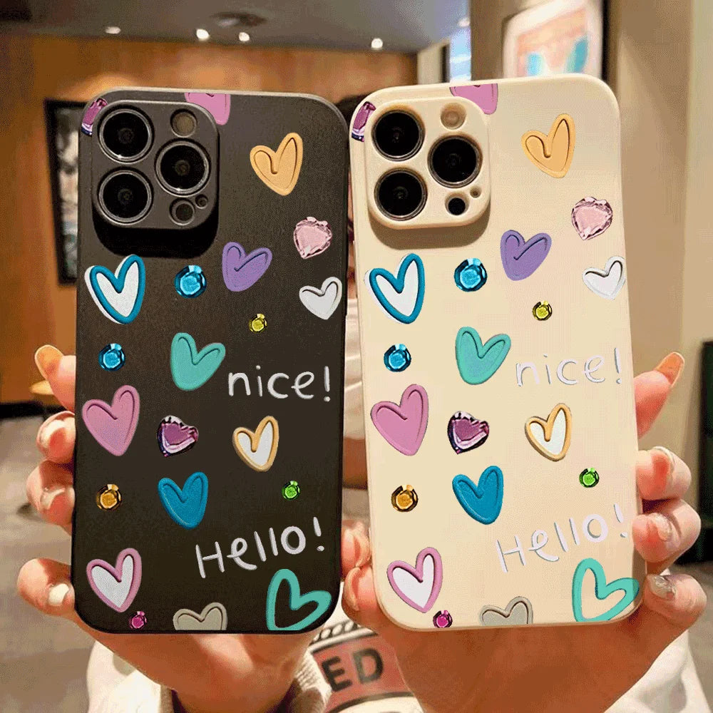 Phone Case  for Xiaomi Redmi Note 14 13 12 11 10 9 8 7 14Pro Plus 4G 5G Anti-Scratch Slim Trendy Cover, Graffiti Love silicon
