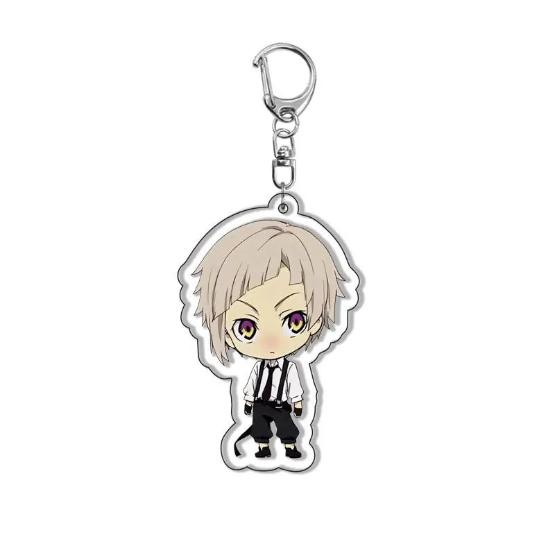 New Dogs Keychain Atsushi Nakajima Dazai Double Sided Transparent Acrylic Pendant Figure Key Holder Jewelry For Fans Accessories
