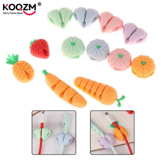 Mini Cable Organizer 2pcs/4pcs Cute Pineapple Heart-Shaped Silicone USB Cable Management Clips Desktop Wire Manager Cord Holder