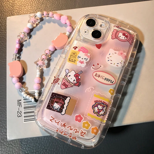 3D Lovely Hello Kitty Bracelet Case For Huawei Honor 9X 20 Pro 70 90 Lite 50 X7B X7 X8 X9 X6 X6S X9B Magic 6 4 lite 4G 5G Cover