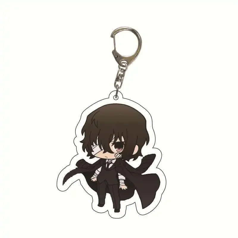 New Dogs Keychain Atsushi Nakajima Dazai Double Sided Transparent Acrylic Pendant Figure Key Holder Jewelry For Fans Accessories