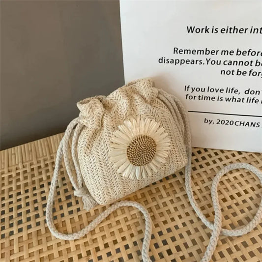 2025 Hot Sale Rattan Woven Women Straw Bag Handbag Knit Summer Beach Woman Shoulder Messenger Khaki Beige Bags Fashion Creative