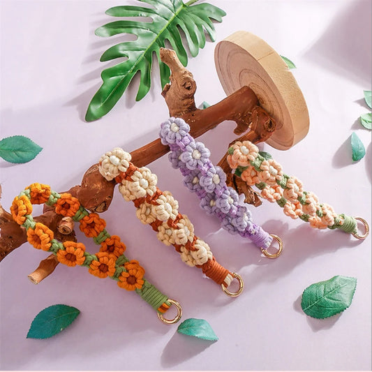 Artisan Crafted Handmade Mobile Accessory Flower Charm Woven Bag Pendant For Fashion Accessory Phone Decoration Gift Idea