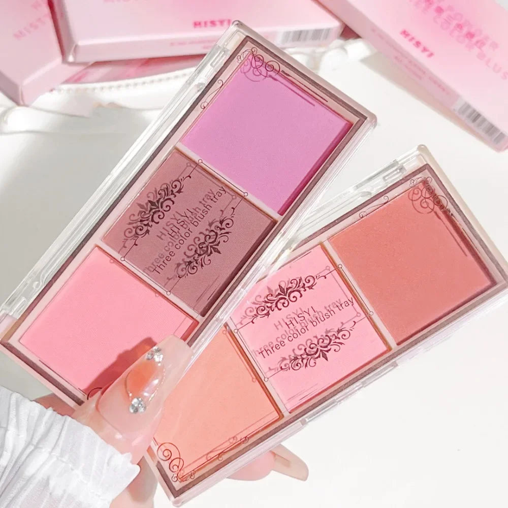 Three-color Blush Natural Color Rendering Delicate Non-flying Powder Matte Rouge Holding Makeup Clear Vitality Girl Blush Purple