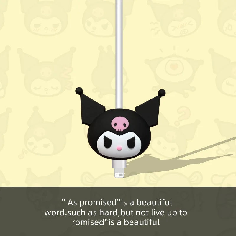 1pc Kawaii Hello Kitty Kuromi MyMelody Sanrios Data Cable Protective Cover Cute Cartoon Soft USB Charger Anti-break Cable Sleeve